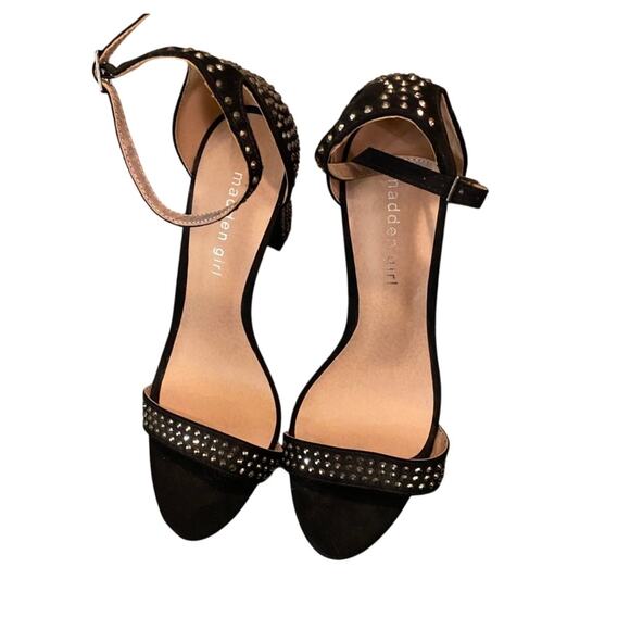 Madden Girl Black Studded Ankle Strap Heels Size 9 - Picture 4 of 8